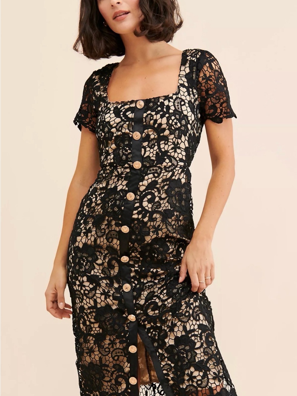 Rachel Parcell Black Guipure
Lace Midi Dress Gold Button size 2 new!